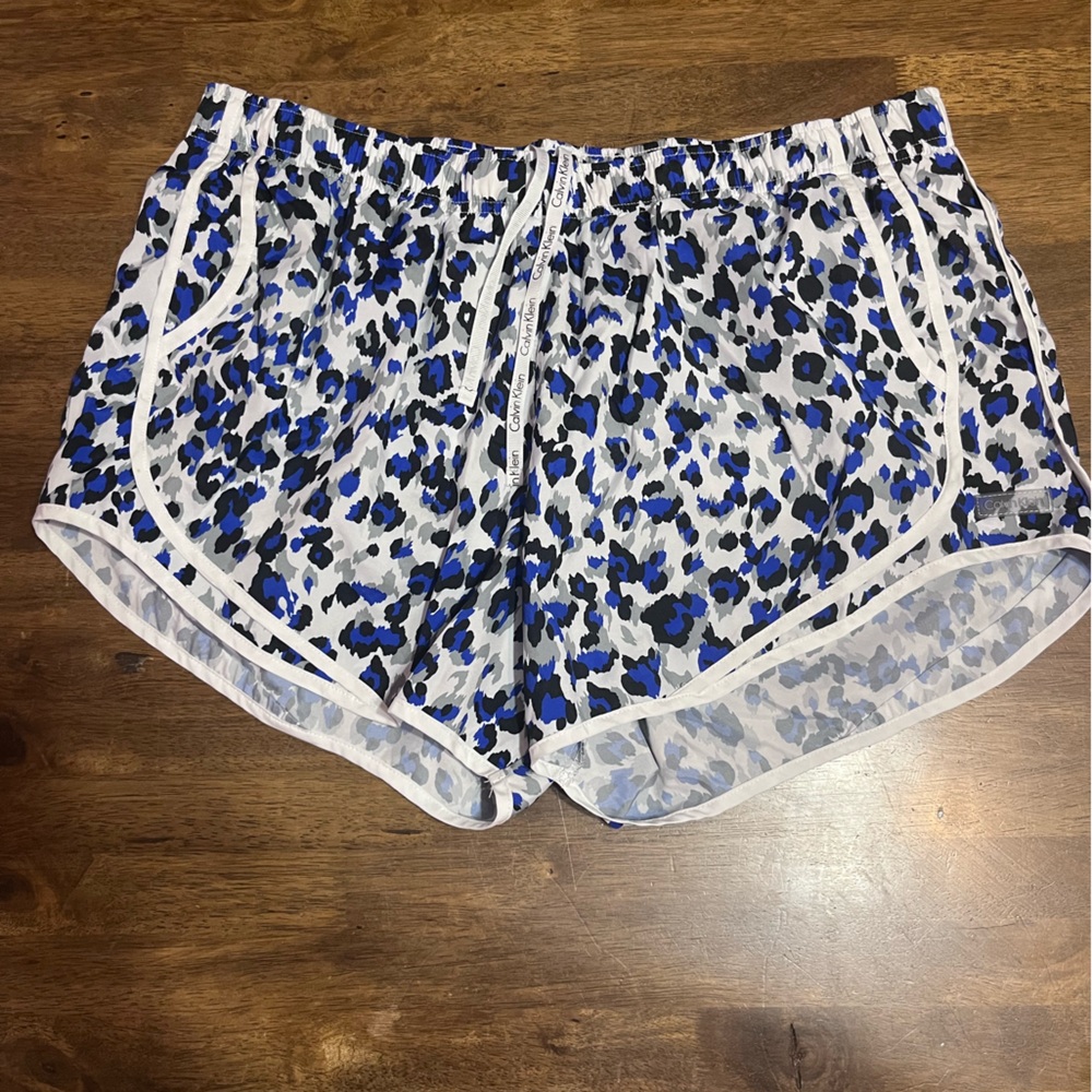 Calvin Klein Blue and Black Patterned Athletic Shorts